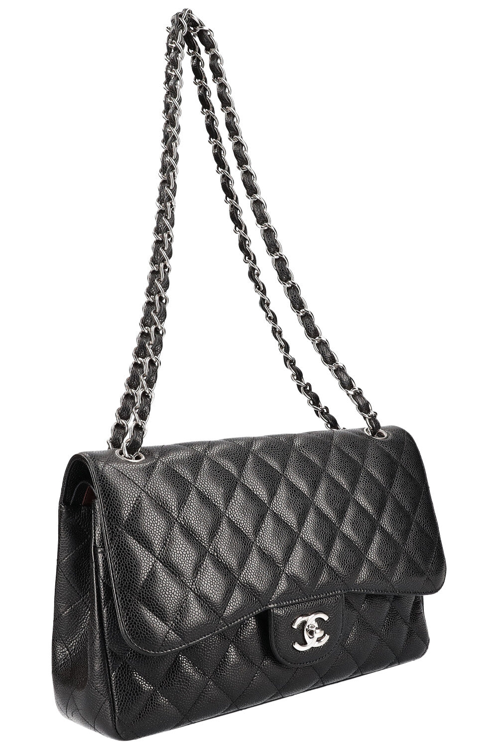 CHANEL Double Flap Bag Large Caviar Black