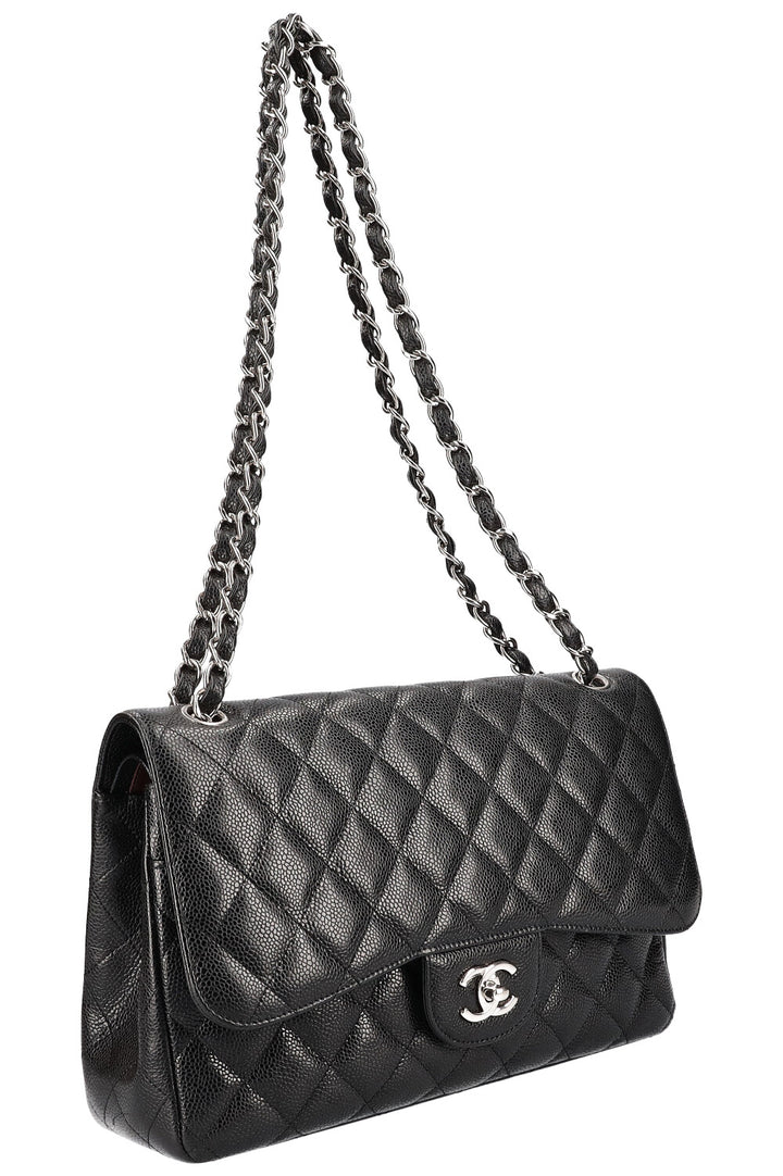 CHANEL Double Flap Bag Large Caviar Black