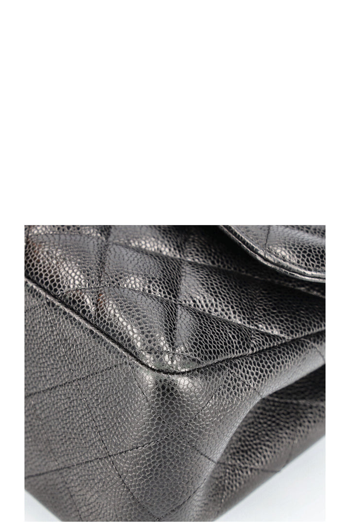 CHANEL Double Flap Bag Large Caviar Black