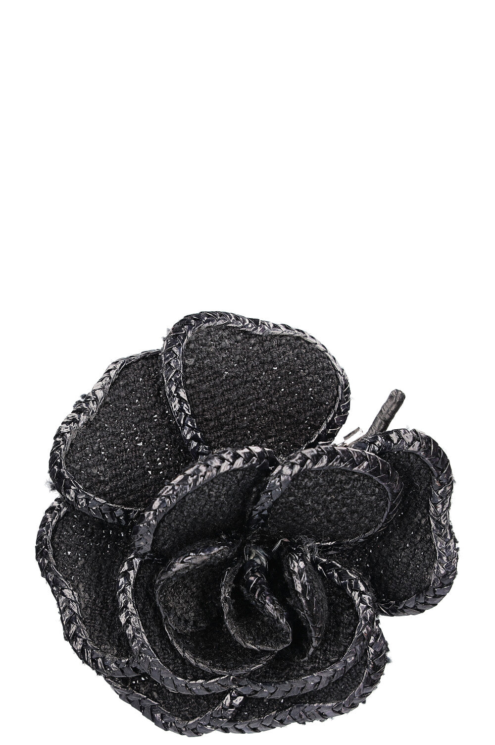 CHANEL Camelia Brooch Tweed Black