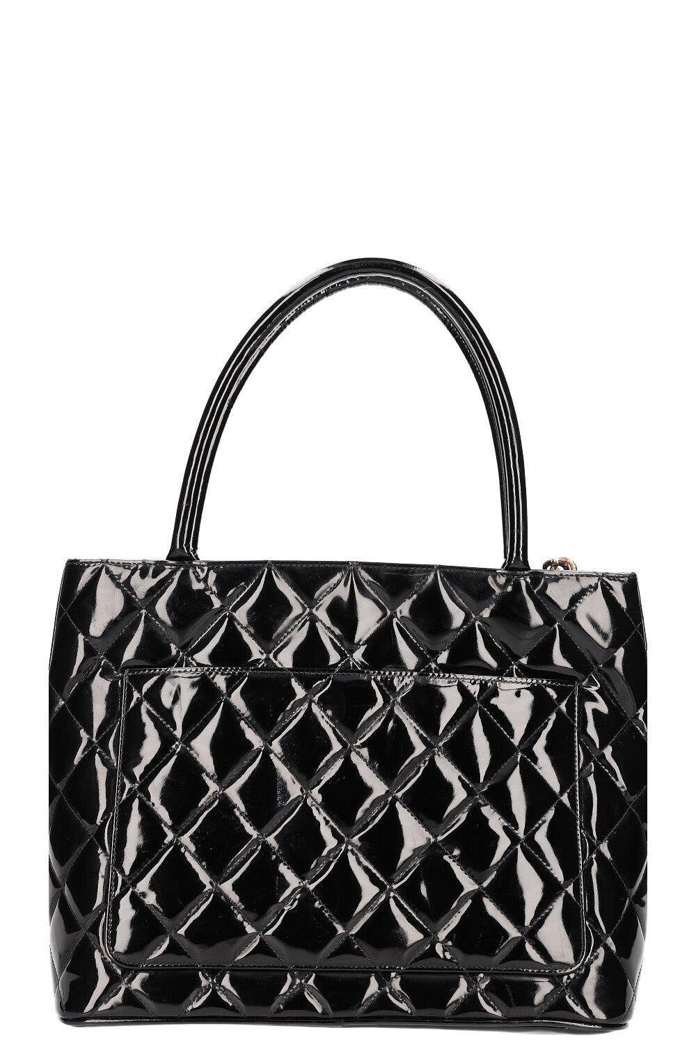 CHANEL Medaillon Tote Patent Black 2002