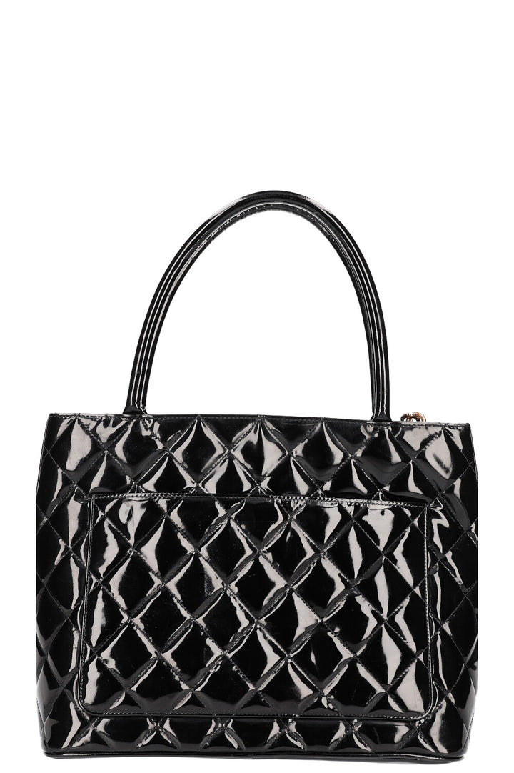 CHANEL Medaillon Tote Patent Black 2002