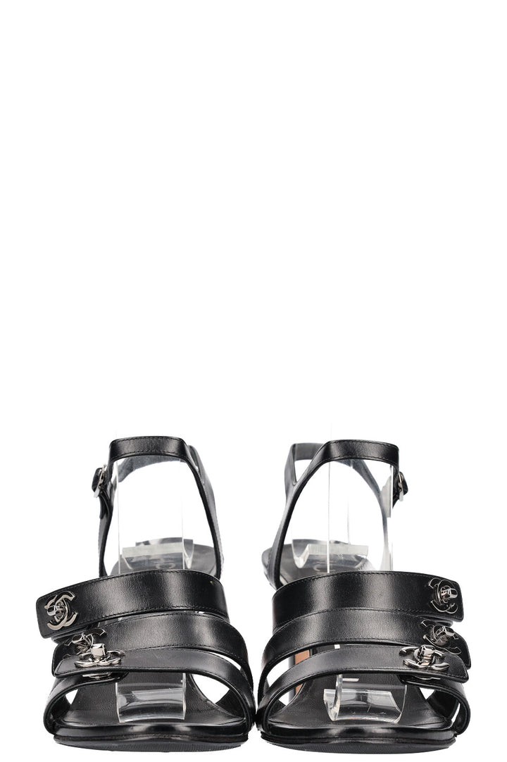 CHANEL Turnlock Sandals Black
