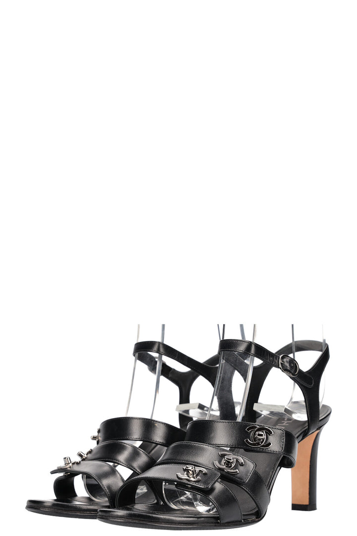 CHANEL Turnlock Sandals Black