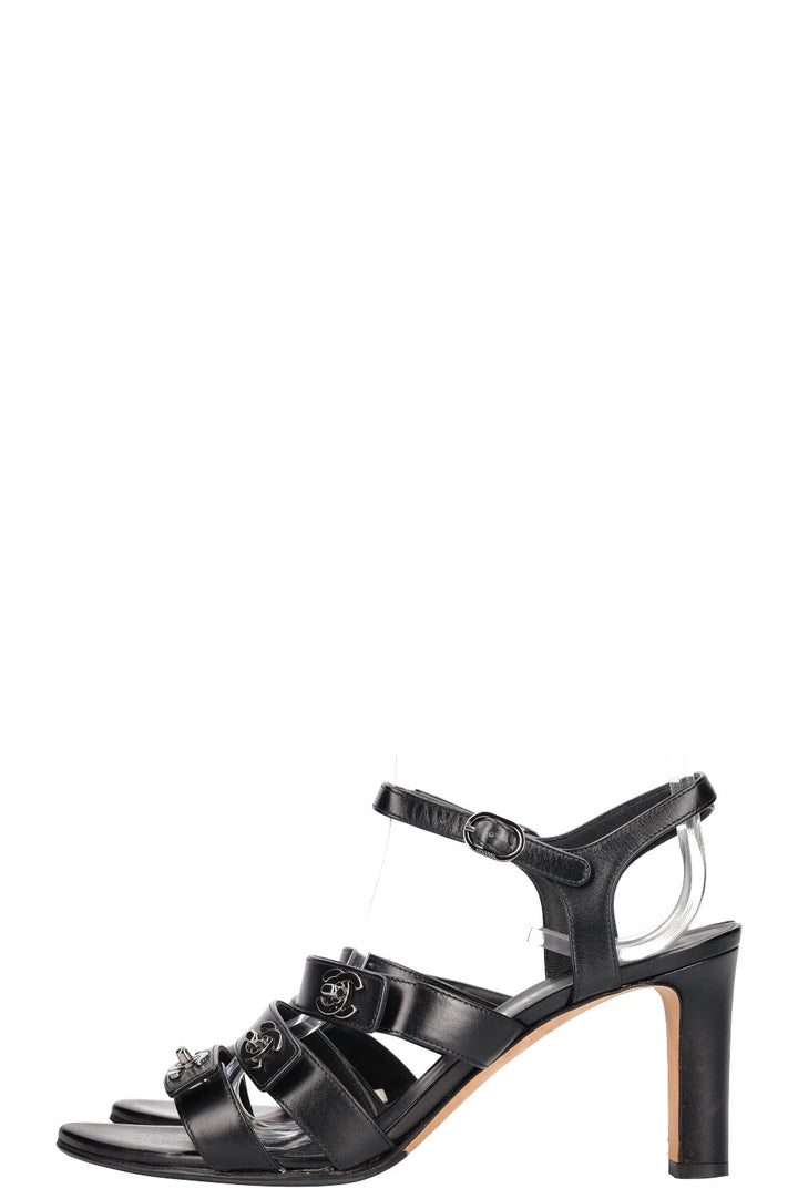 CHANEL Turnlock Sandals Black