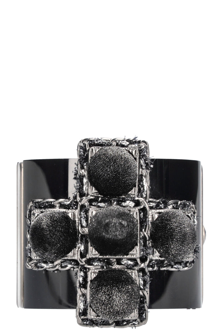 CHANEL Resin Cuff Velvet Cross Black 13K