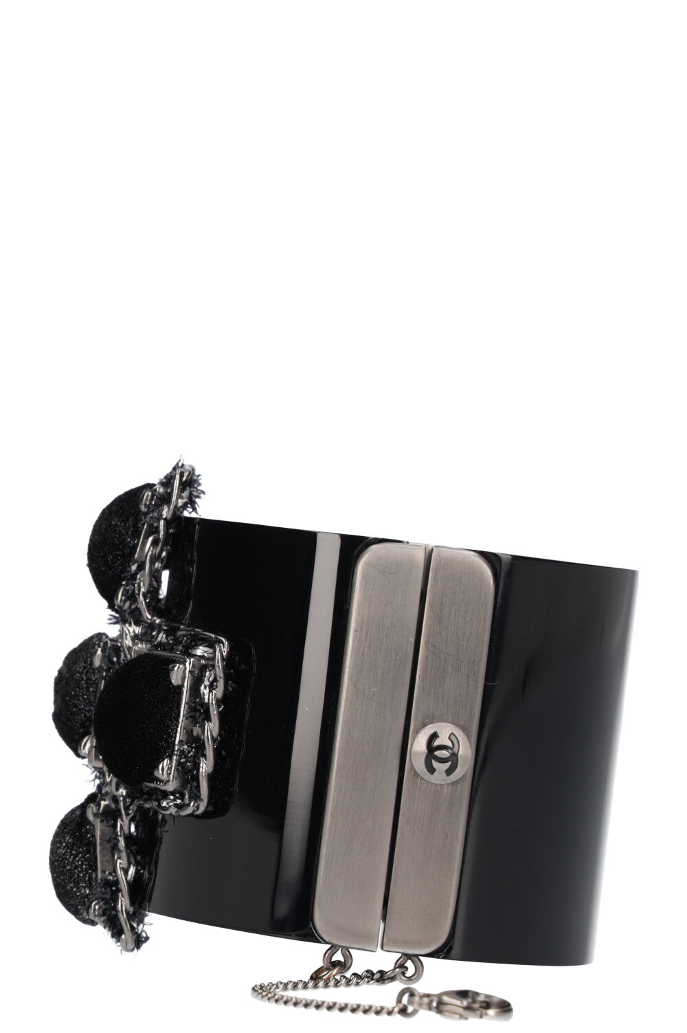 CHANEL Resin Cuff Velvet Cross Black 13K