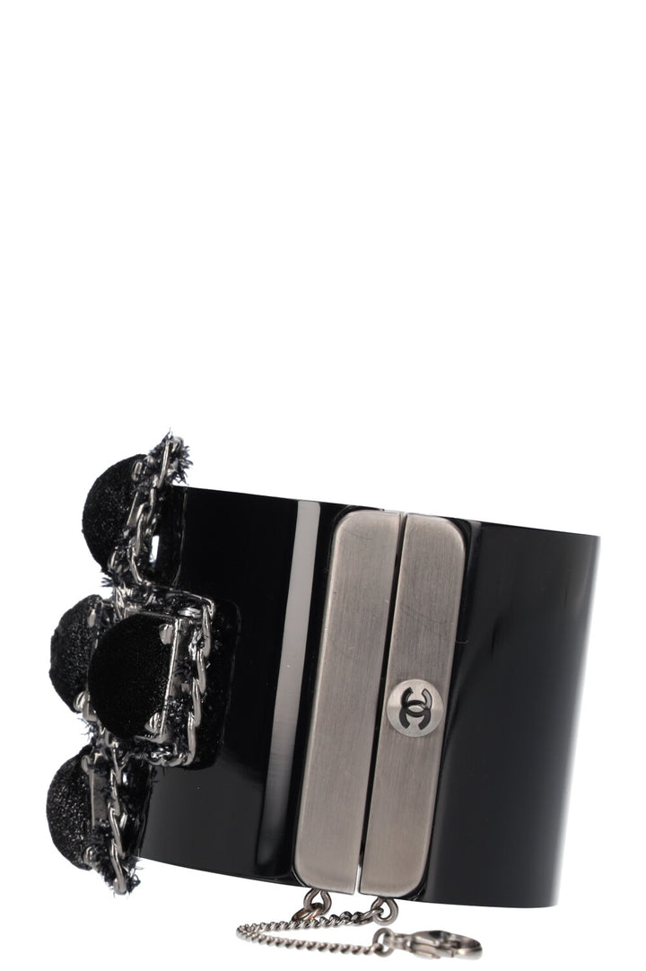 CHANEL Resin Cuff Velvet Cross Black 13K