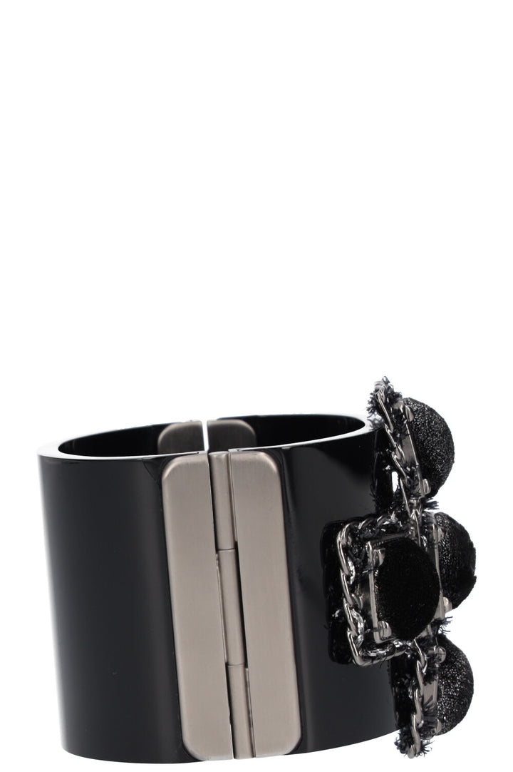 CHANEL Resin Cuff Velvet Cross Black 13K