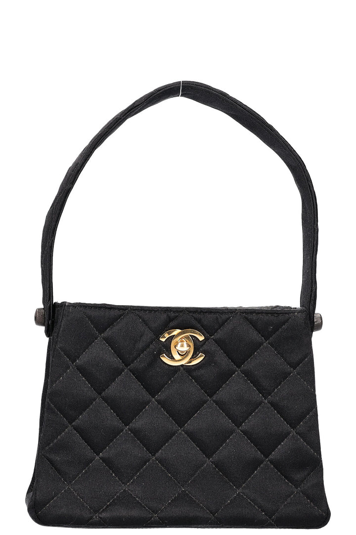 Chanel Mini Evening Bag Satin Black Gold Vintage