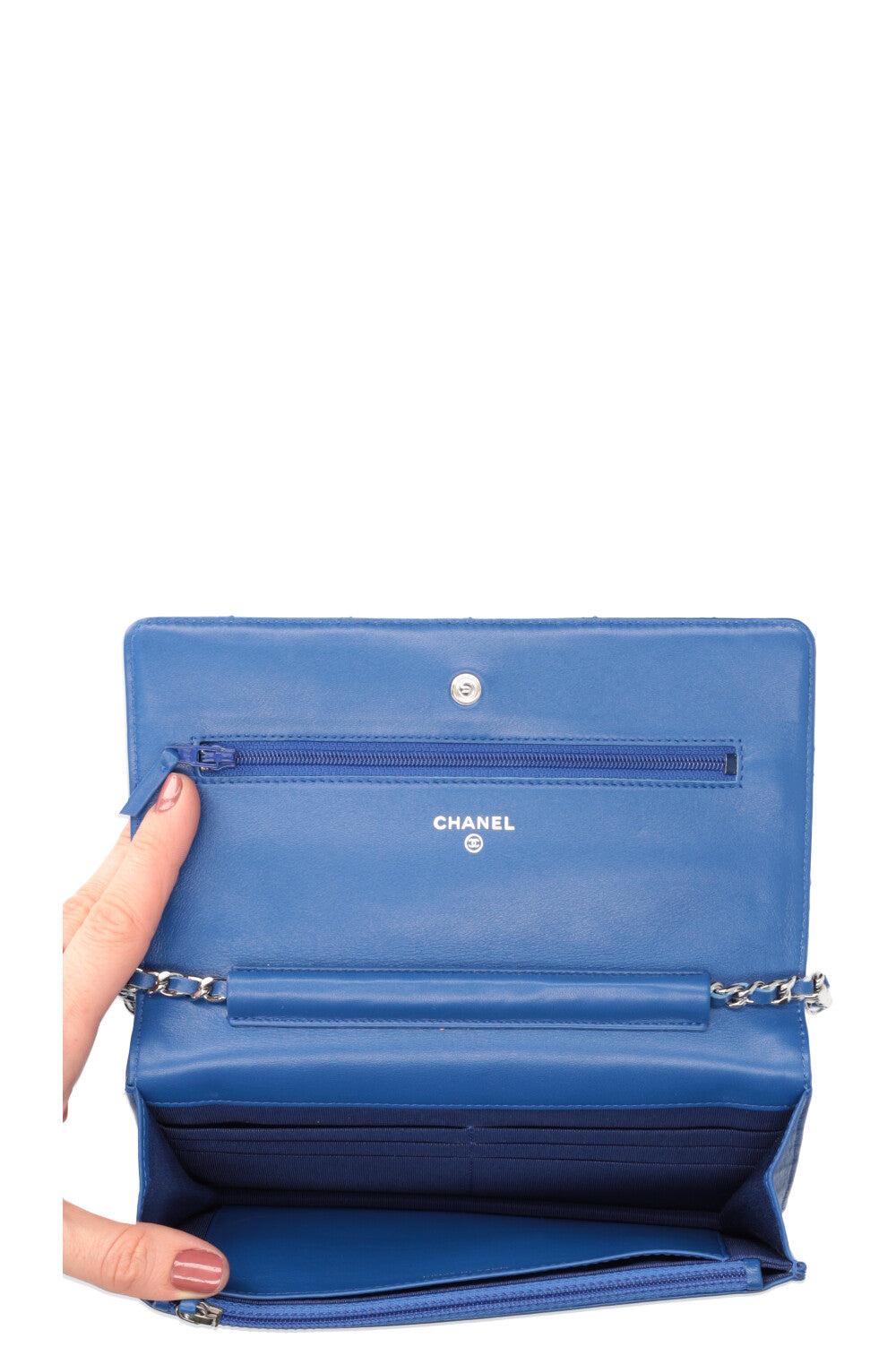 CHANEL WOC Patent Blue