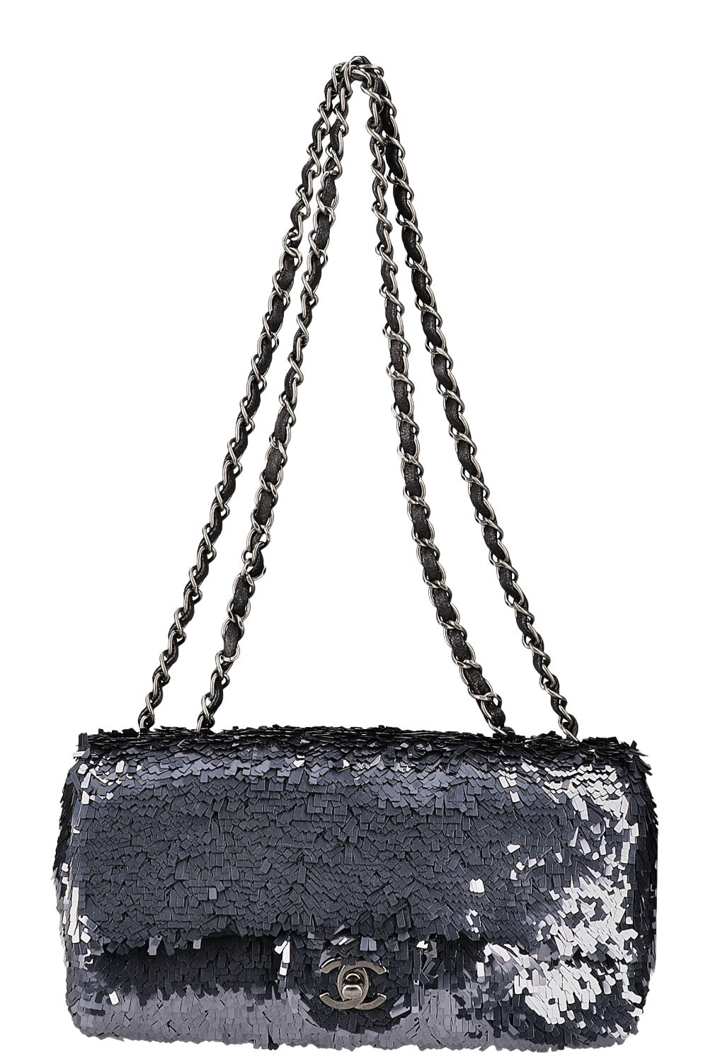 CHANEL Single Flap Bag Sequins Blue 2013