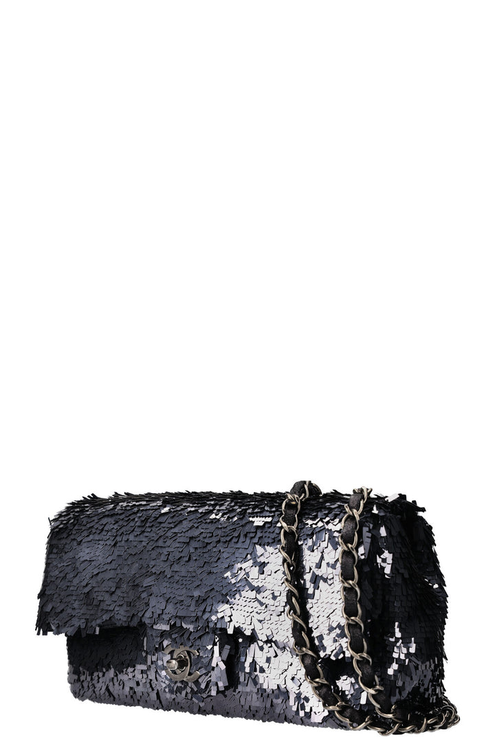 CHANEL Single Flap Bag Sequins Blue 2013