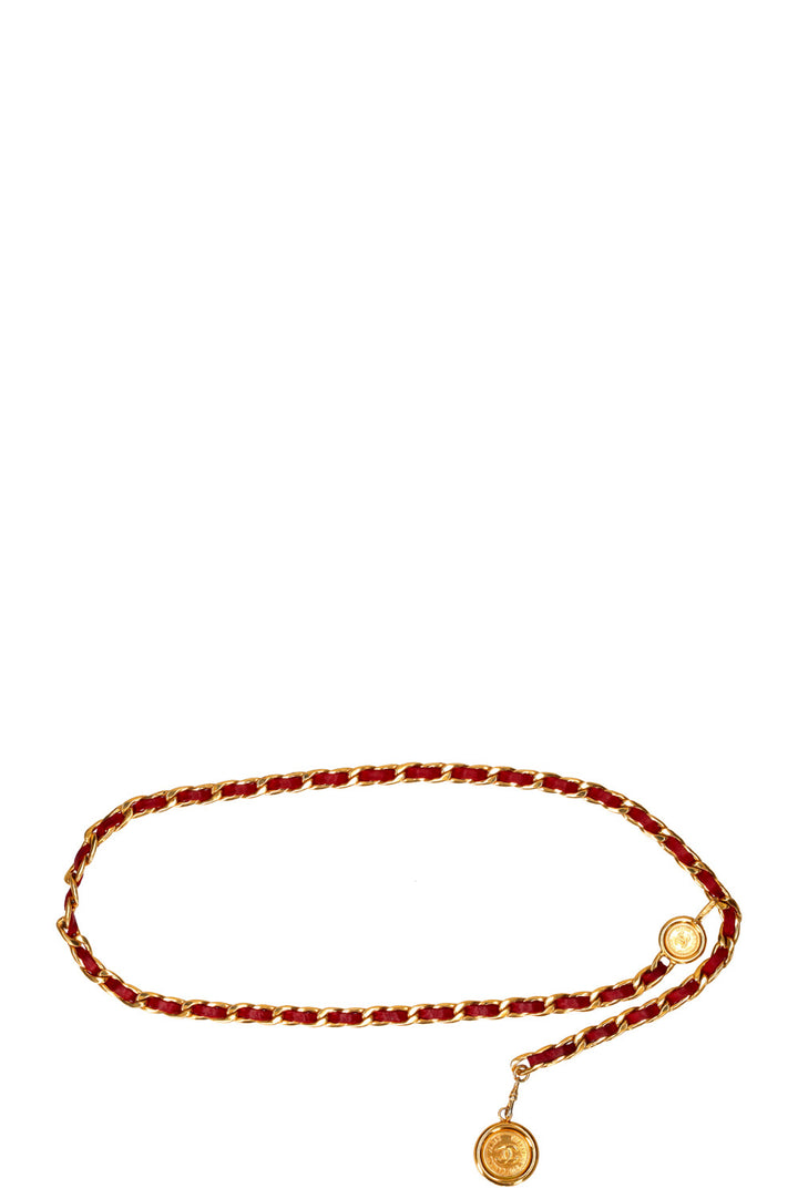 CHANEL Chain Belt with Medaillon Red