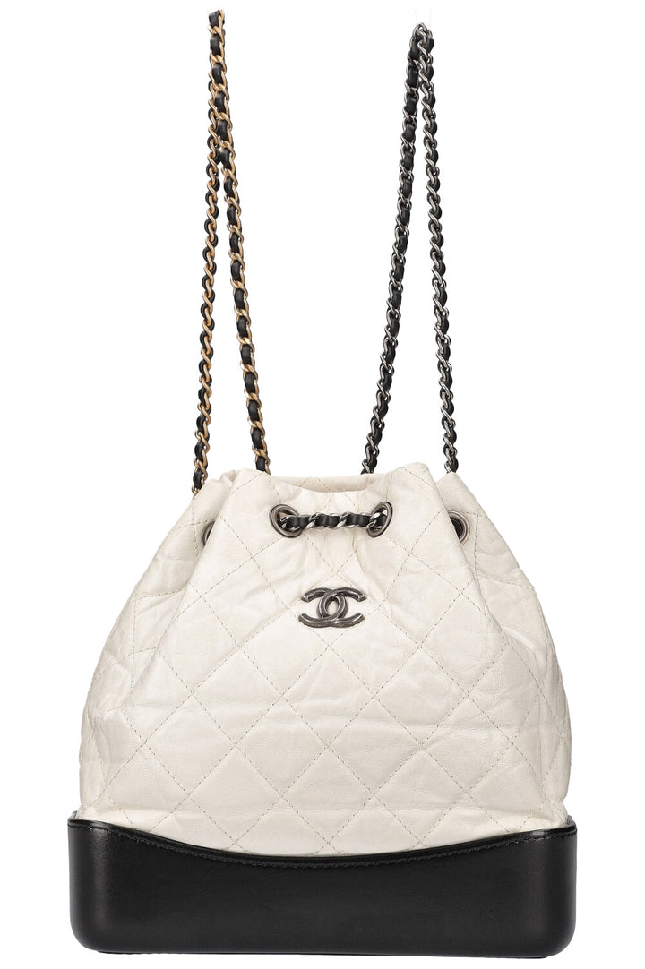 CHANEL Gabrielle Backpack Leather White