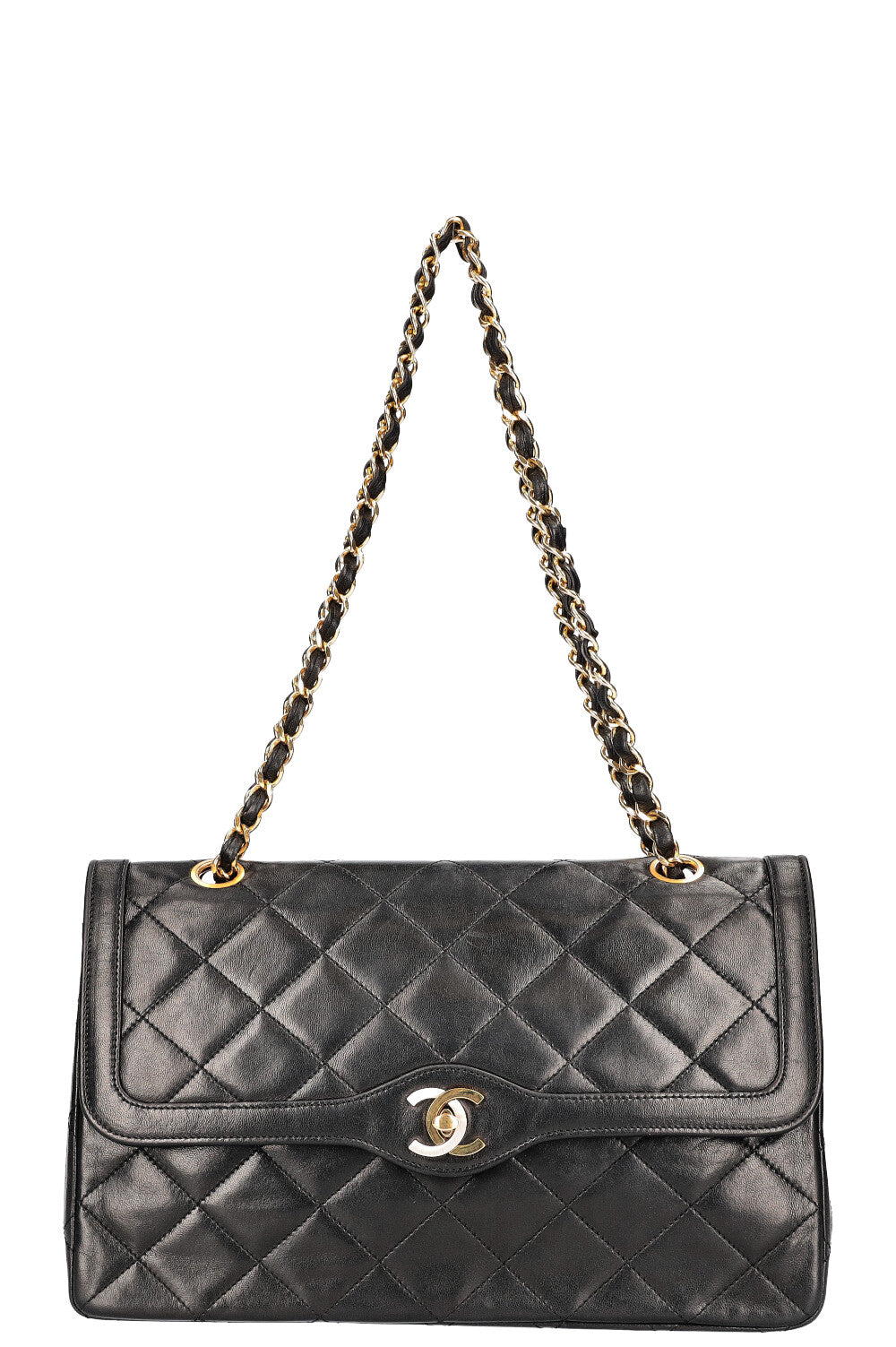 CHANEL Vintage Paris Two Tone CC Flap Bag Black