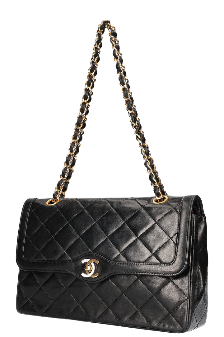 CHANEL Vintage Paris Two Tone CC Flap Bag Black