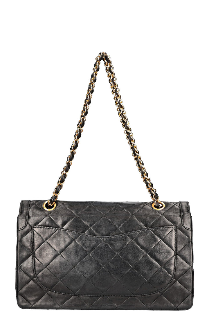 CHANEL Vintage Paris Sac à Rabat CC Bicolore Noir