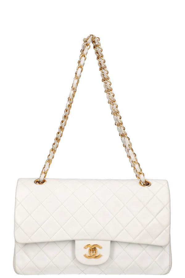 CHANEL Vintage Double Flap Bag Medium White