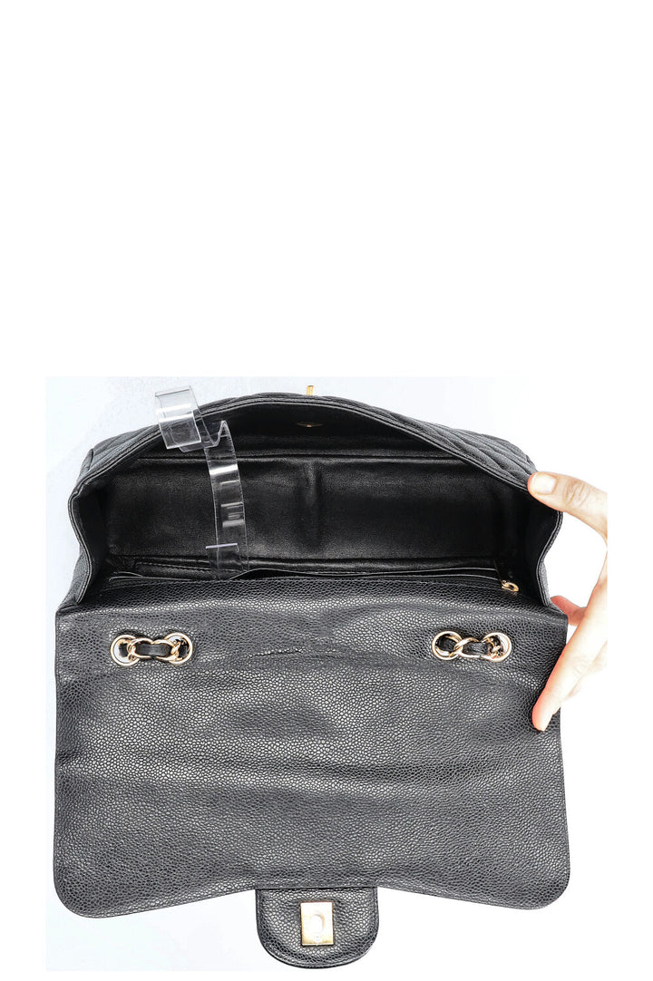 CHANEL Jumbo SIngle Flap Bag Caviar Black