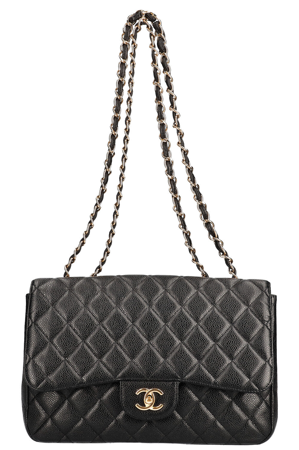 CHANEL Jumbo SIngle Flap Bag Caviar Black