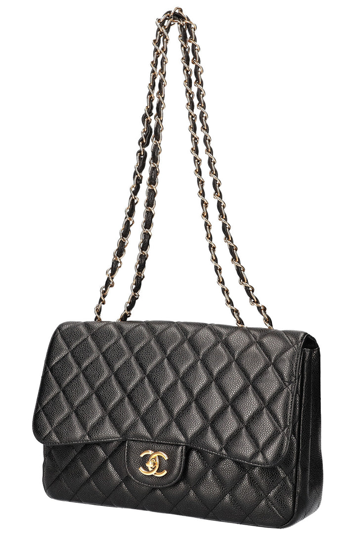 CHANEL Jumbo SIngle Flap Bag Caviar Black