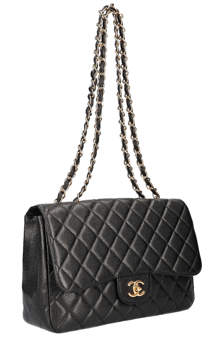 CHANEL Jumbo SIngle Flap Bag Caviar Black