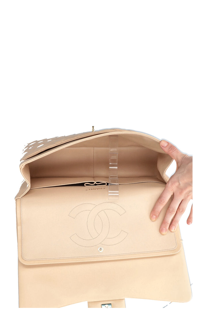 CHANEL Maxi Double Flap Bag Beige