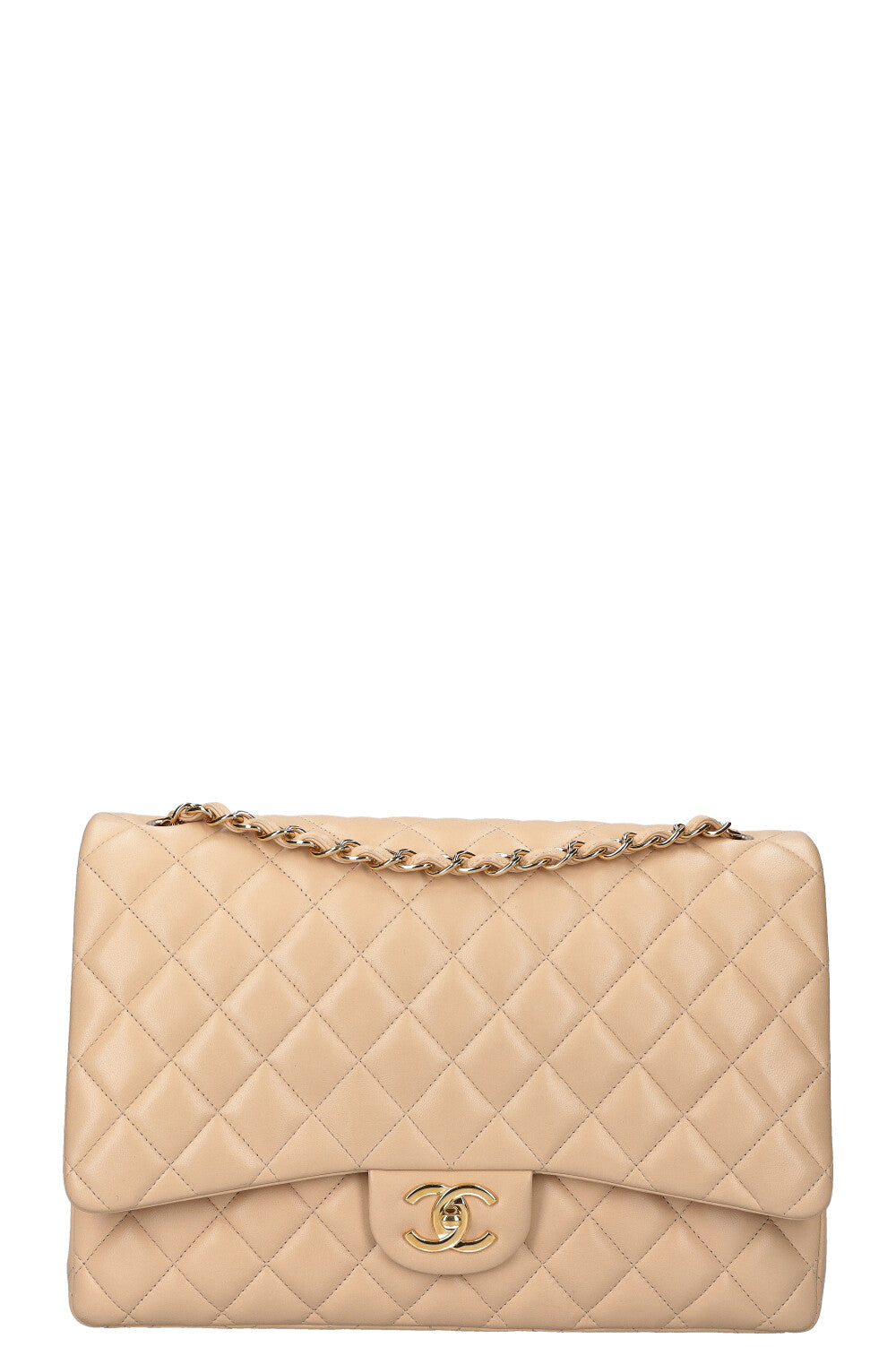CHANEL Maxi Double Flap Bag Beige