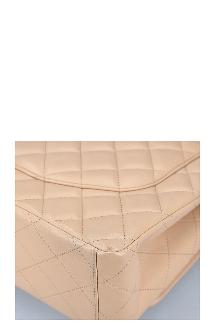 CHANEL Maxi Double Flap Bag Beige