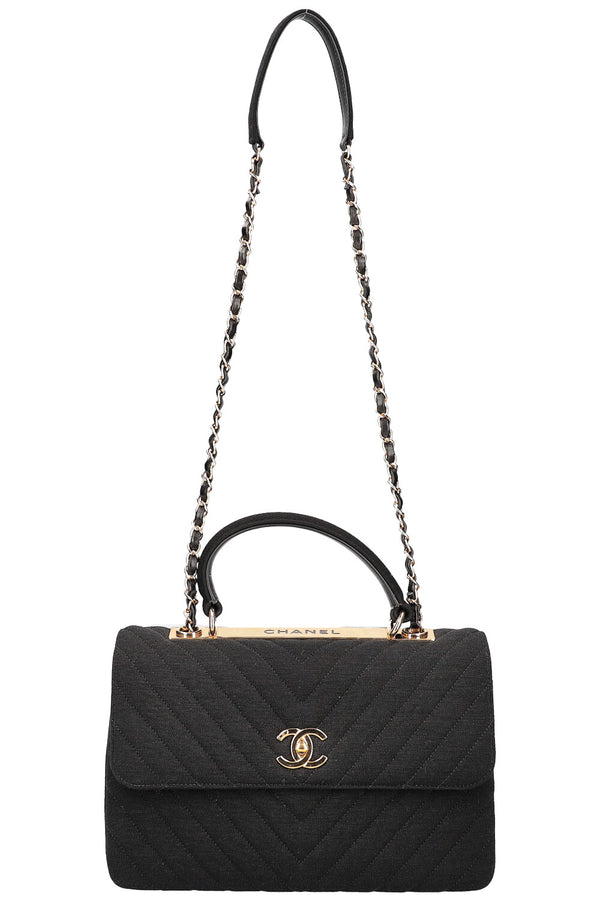 CHANEL Medium Trendy Bag Chevron Jersey Black