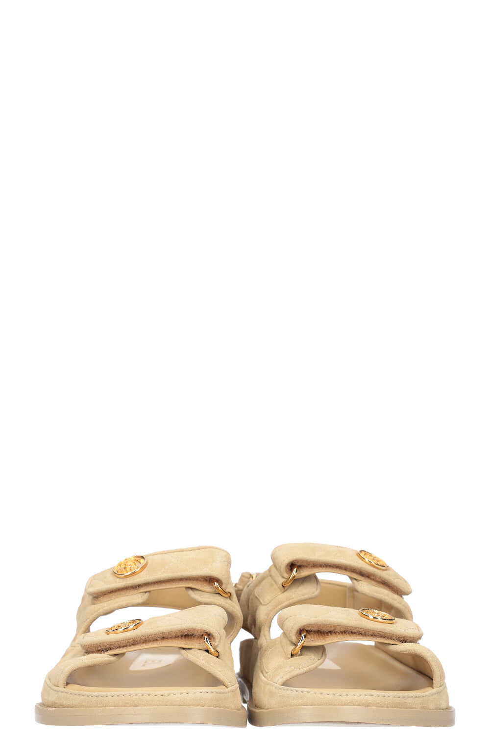 CHANEL Dad Sandals Suede Beige