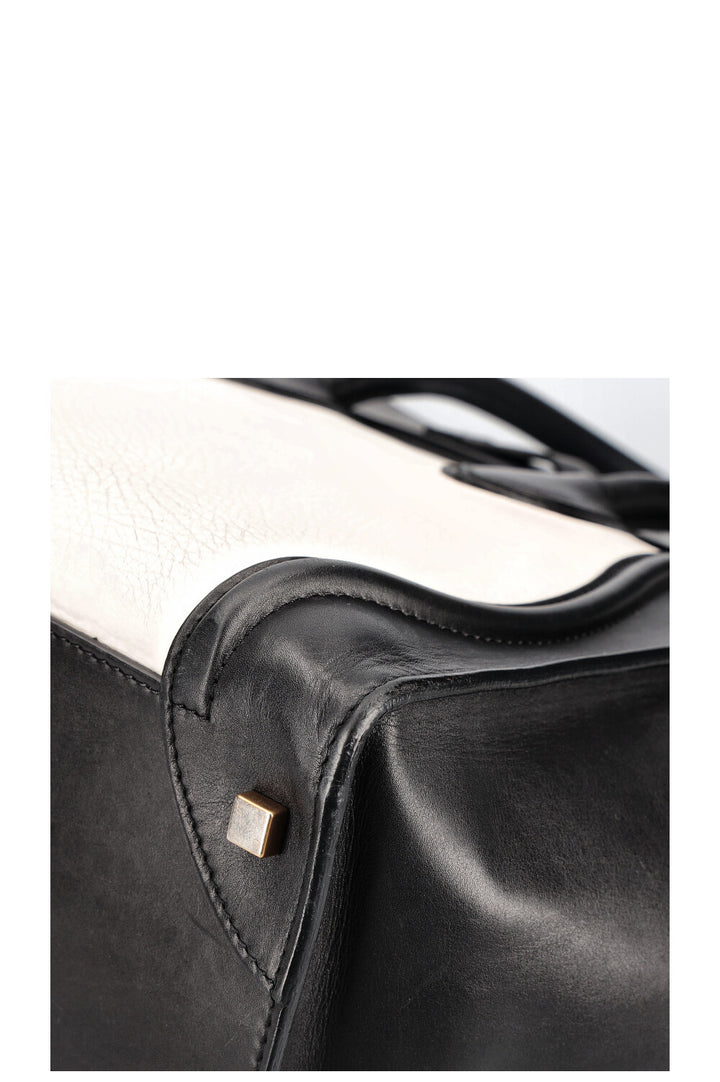 CÉLINE Mini Luggage Tote Bag Black White