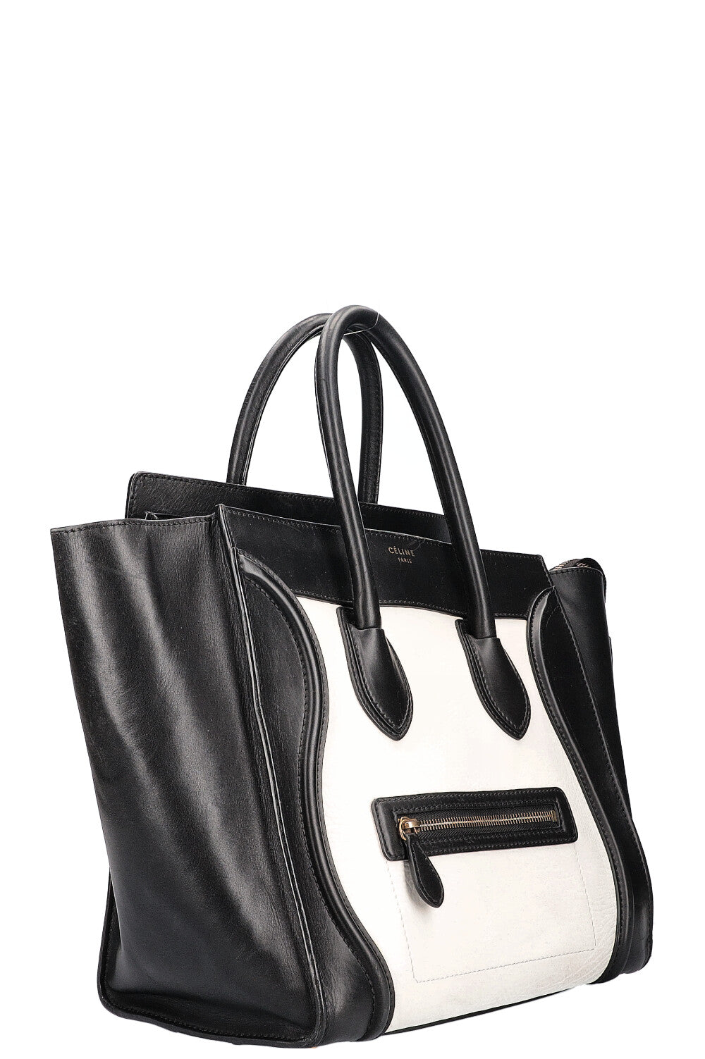 CÉLINE Mini Luggage Tote Bag Black White