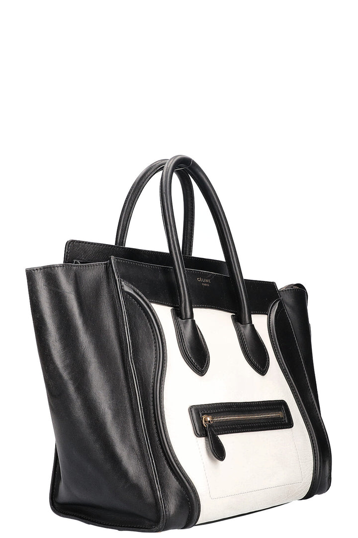 CÉLINE Mini Bagages Cabas Noir Blanc