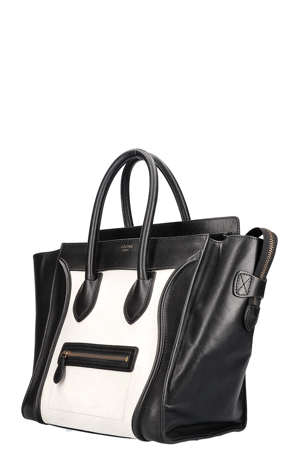 CÉLINE Mini Luggage Tote Bag Black White