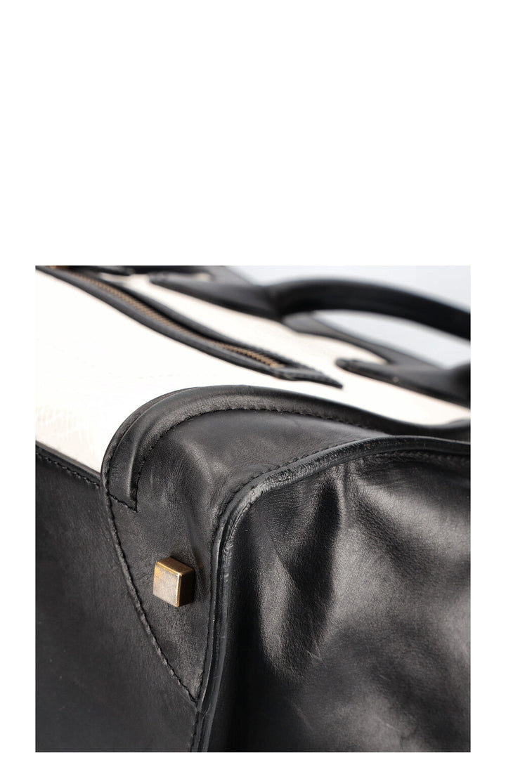 CÉLINE Mini Luggage Tote Bag Black White