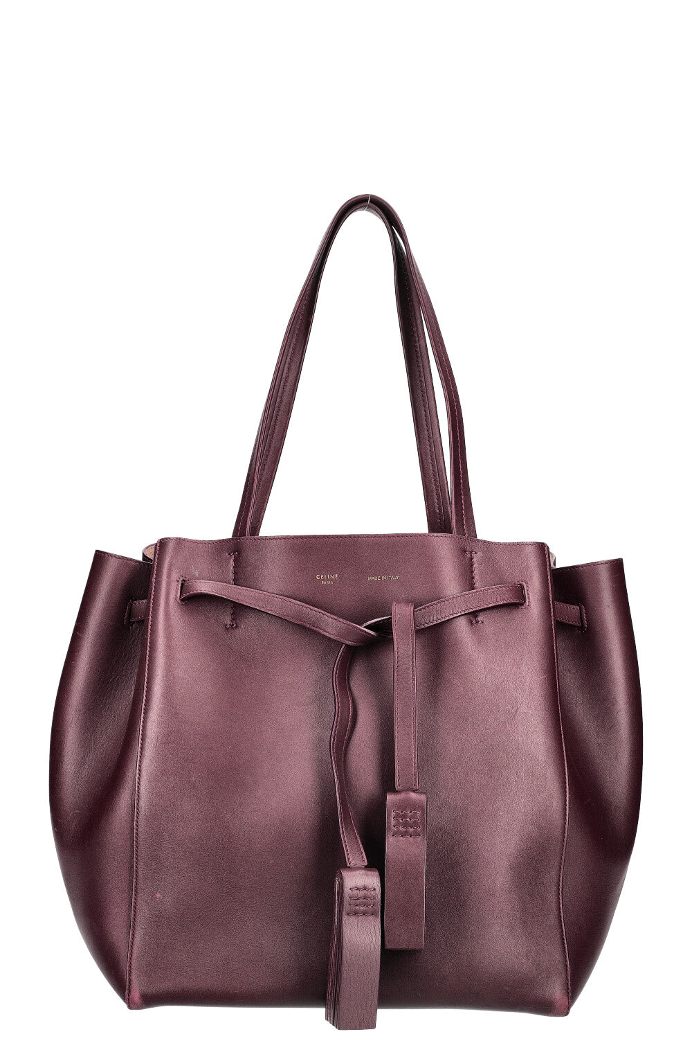 CÉLINE Cabas Phantom Small Tote with Tassel Bag Burgundy