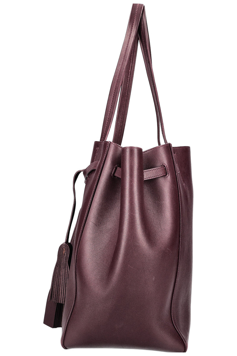 CÉLINE Cabas Phantom Small Tote with Tassel Bag Burgundy