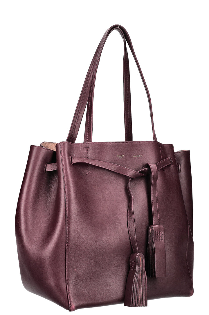 CÉLINE Cabas Phantom Small Tote with Tassel Bag Burgundy