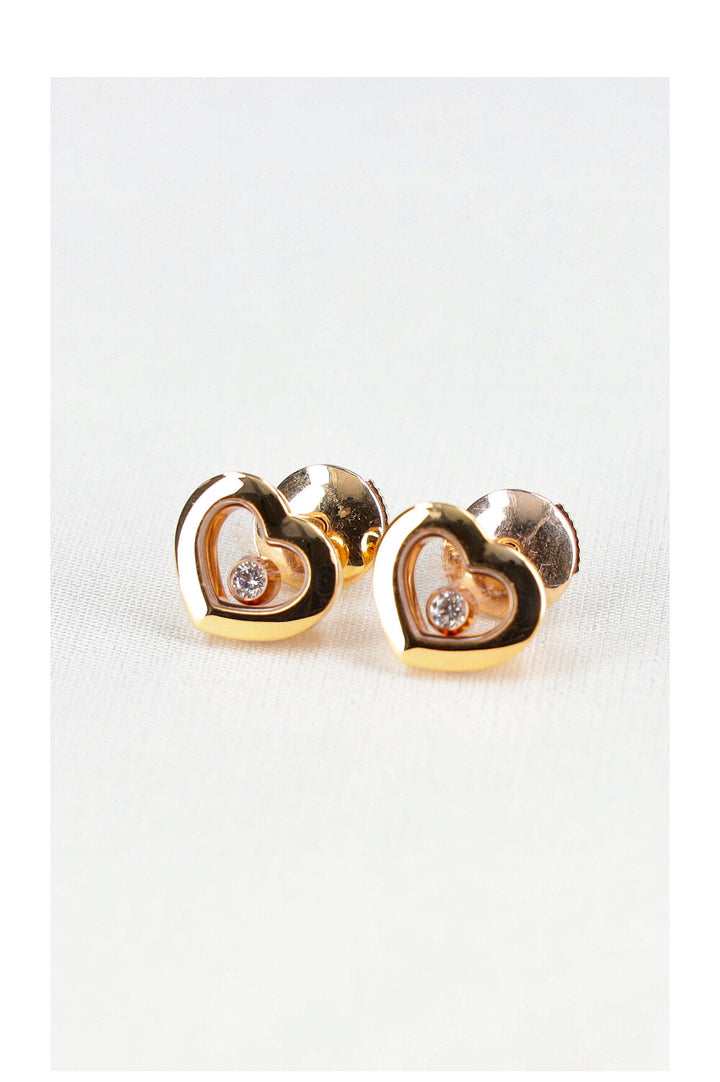 CHOPARD Boucles d'Oreilles Diamant Coeur Happy Icons Or Rose 18k