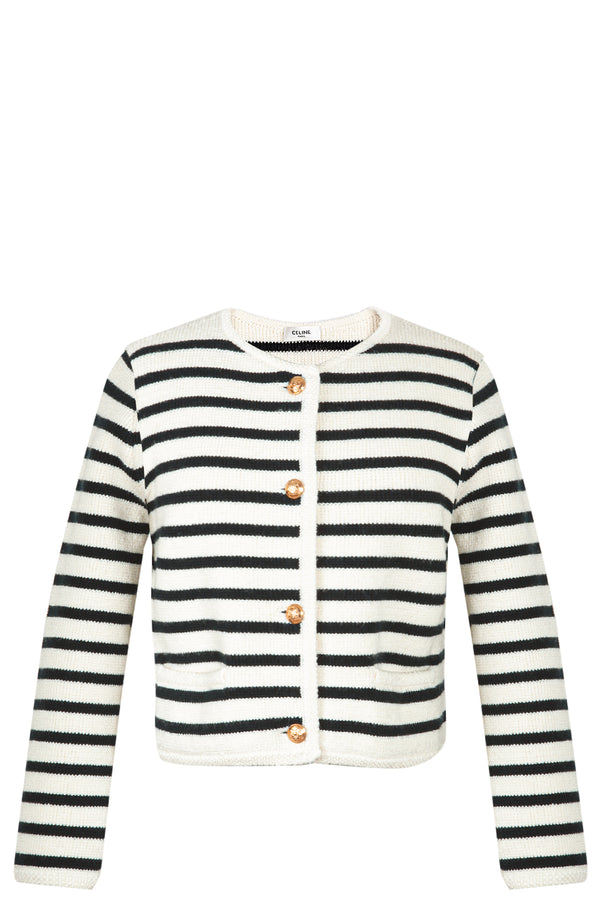 CELINE Veste Maille Chasseur Rayures