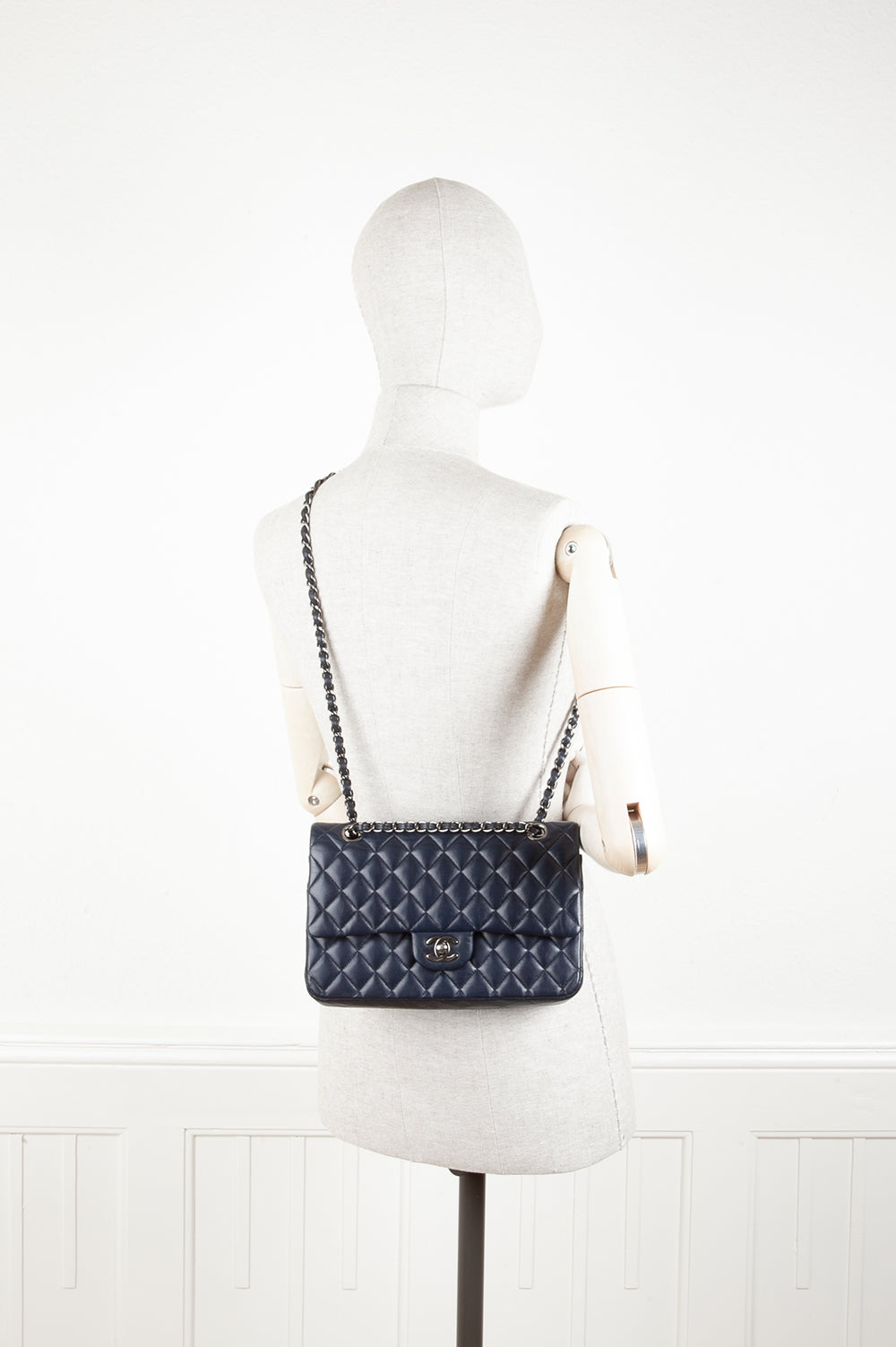 CHANEL Double Flap Bag Medium Blue