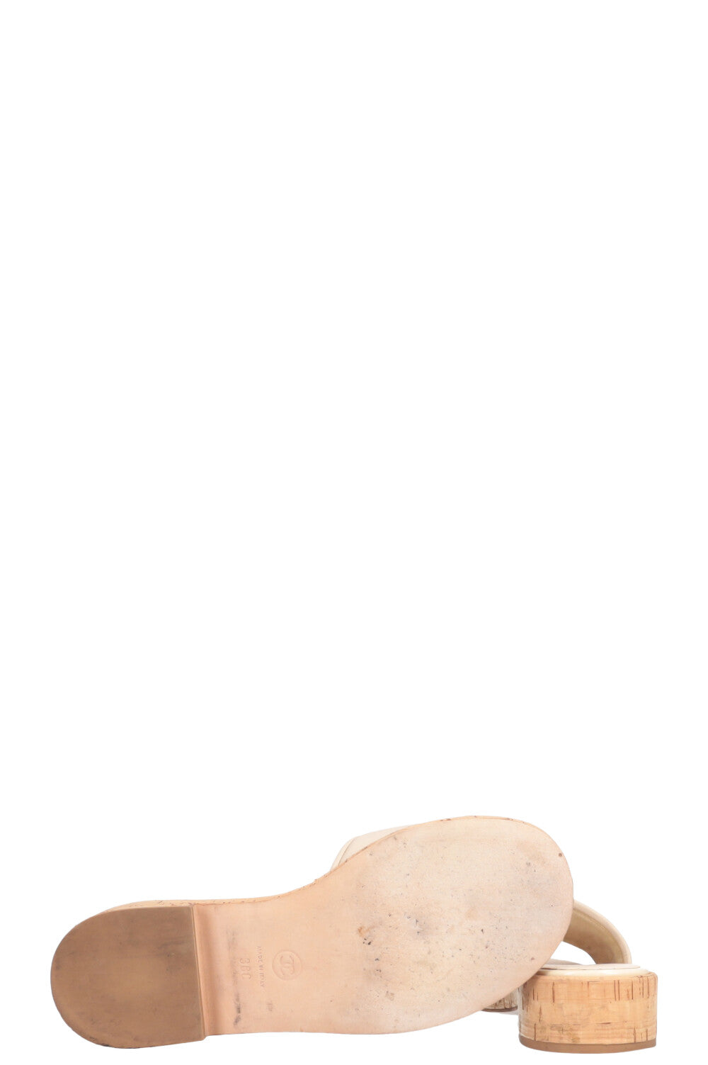 CHANEL Flats CC Gold Creme