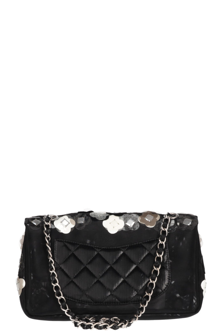 CHANEL Flap Bag Black Mesh with Flowers