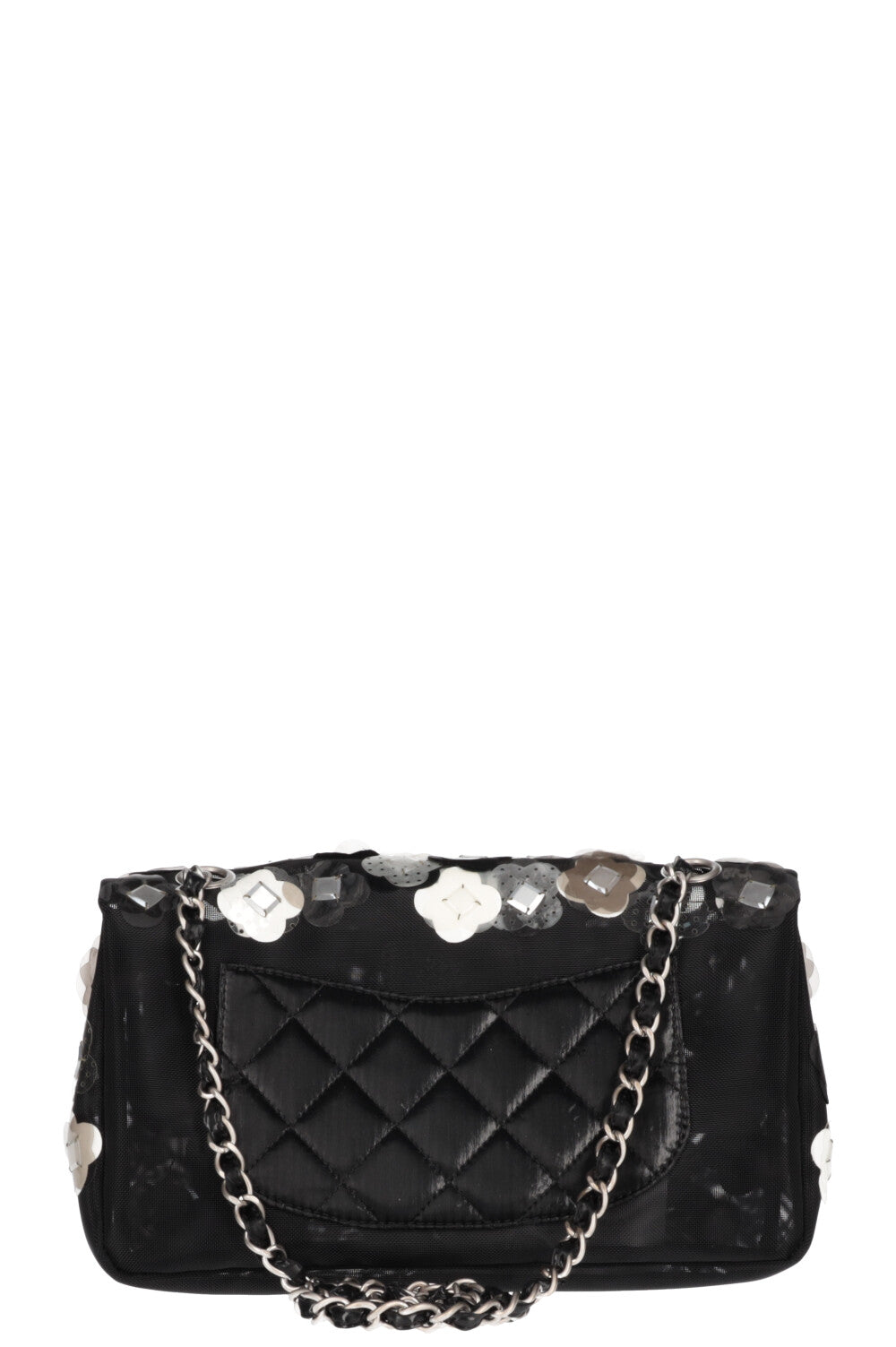 CHANEL Flap Bag Black Mesh with Flowers