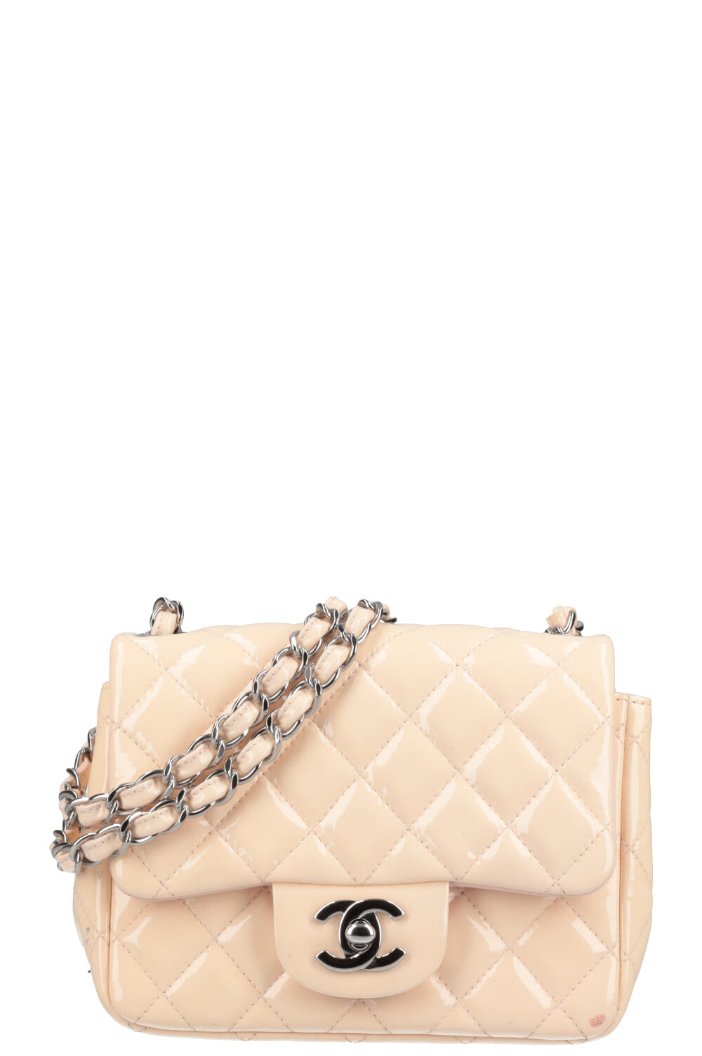 Chanel Single Flap Patent Beige 