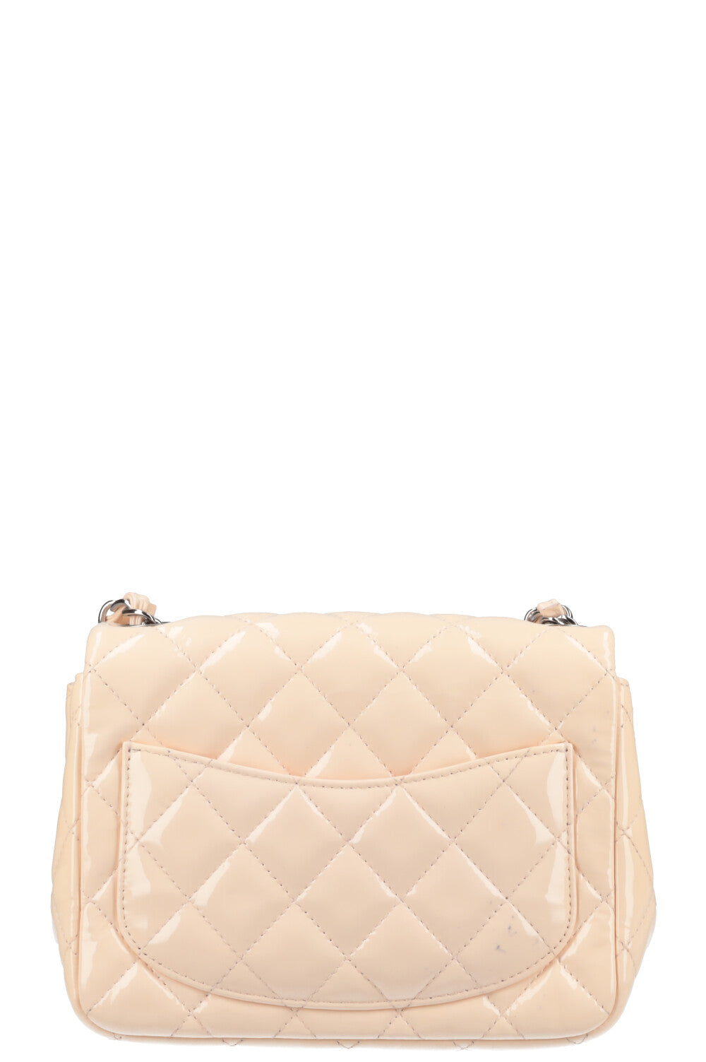CHANEL Square Single Flap Patent Nude REAWAKE