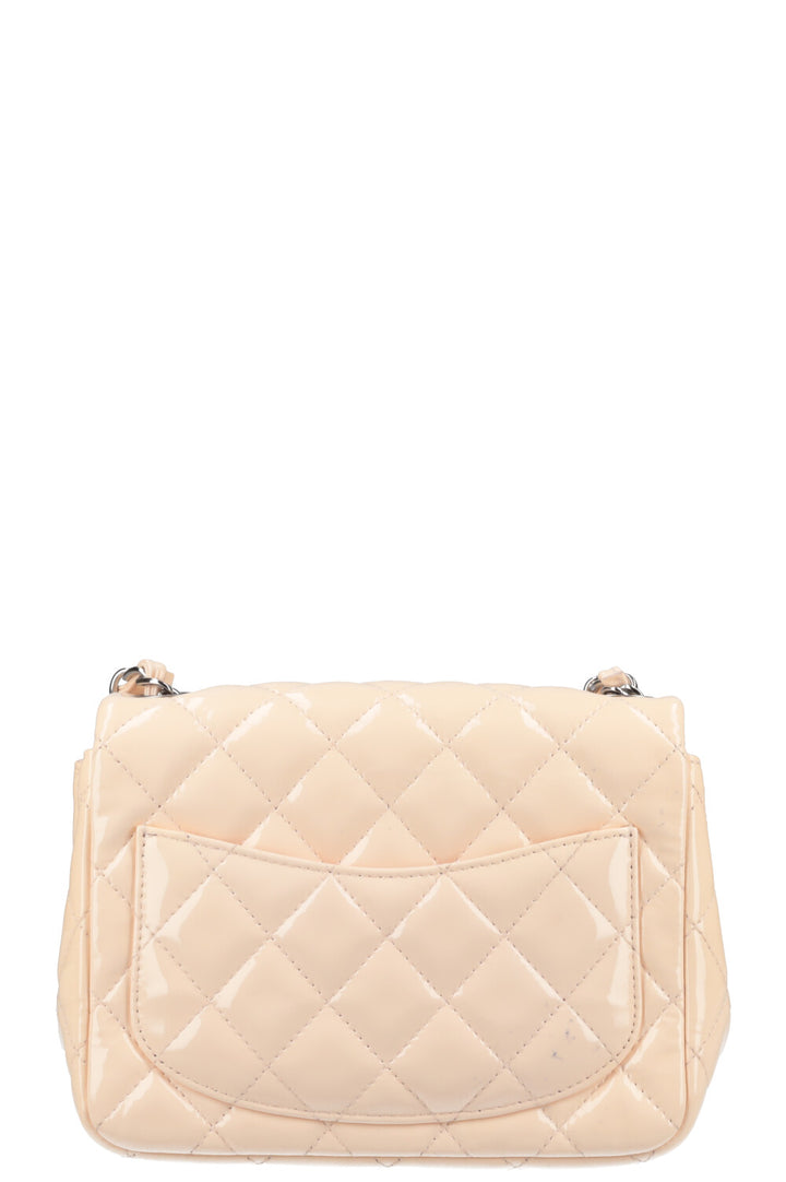 CHANEL Square Single Flap Patent Nude