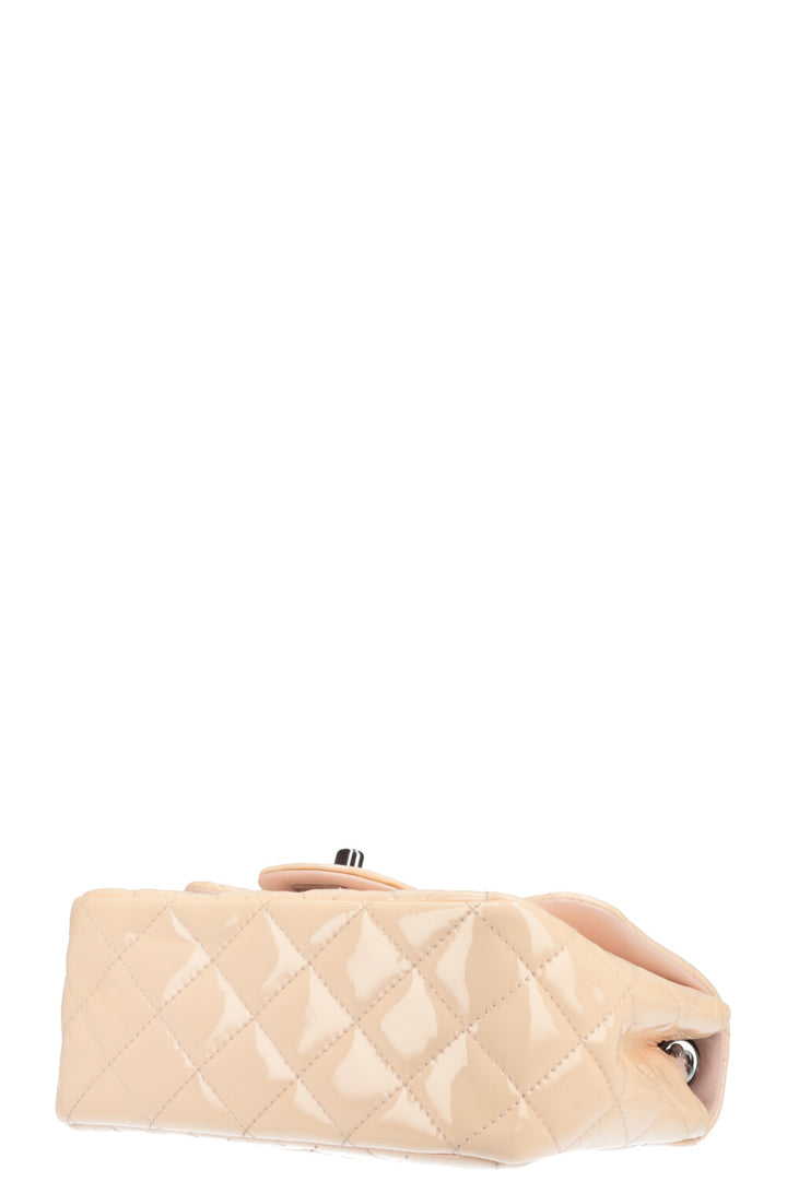 CHANEL Square Single Flap Patent Nude